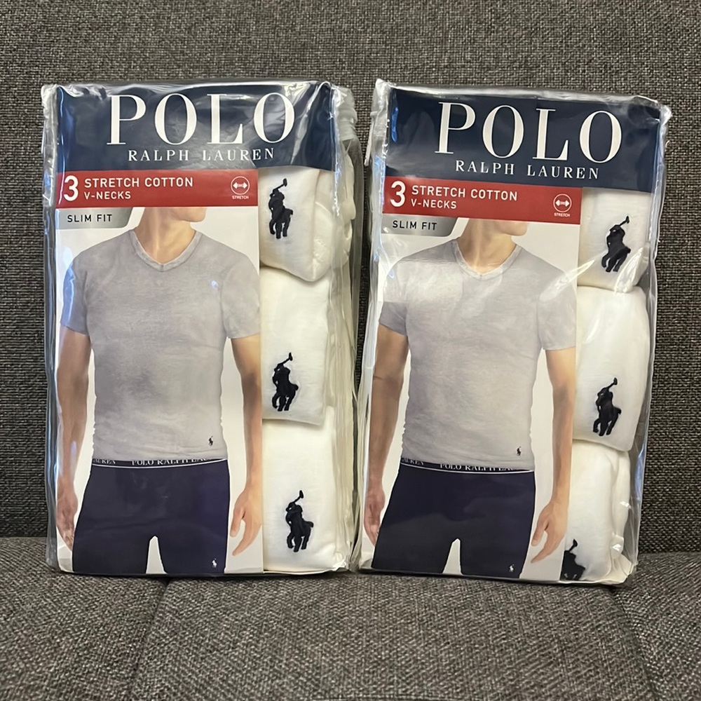 Polo Ralph Lauren slim fit cotton v-neck tshirts, NWT, 2 packs